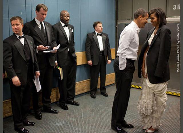 The president and first lady en route to an inaugural ball. The White House made the photo available as part of its effort to discourage unauthorized photos.