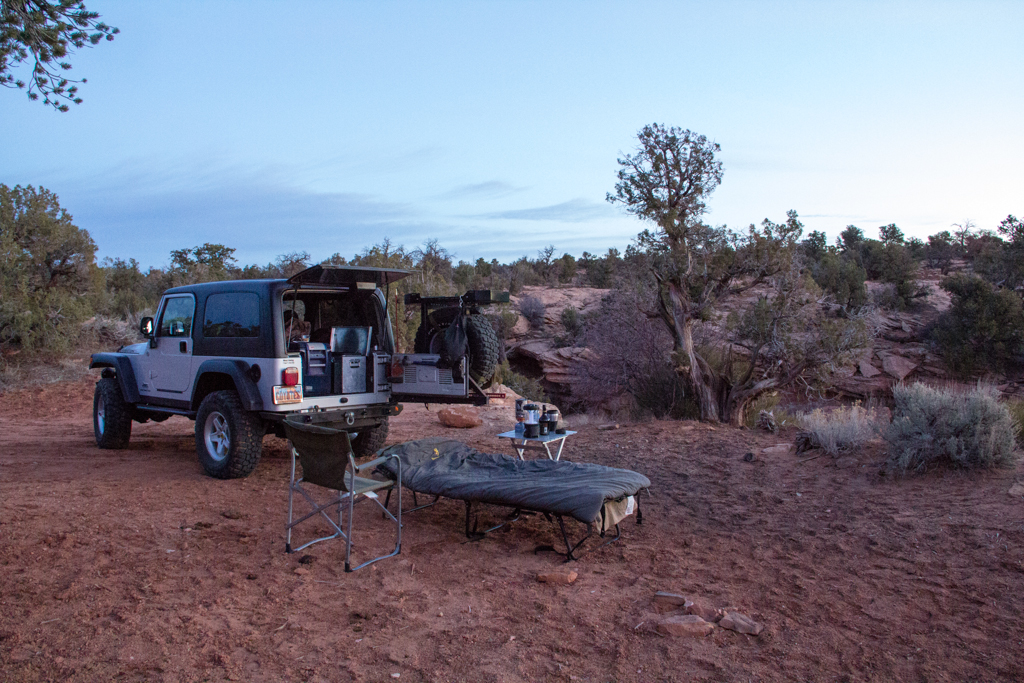 Typical camp setup for mild weather