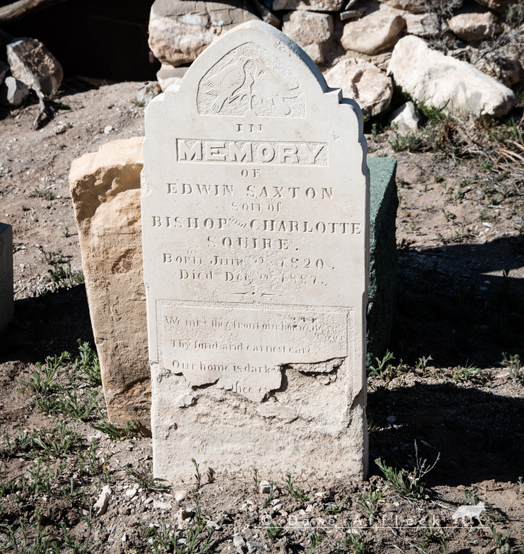 Headstone at Squires family cemetery, Wah Wah Springs Ranch