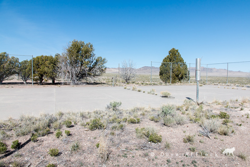 Dilapidated tennis court at DRES complex 