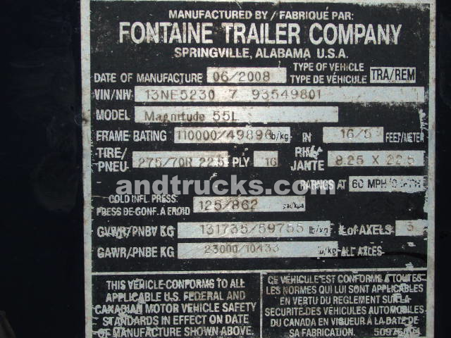 2008 Fontaine 55 Ton Trailer