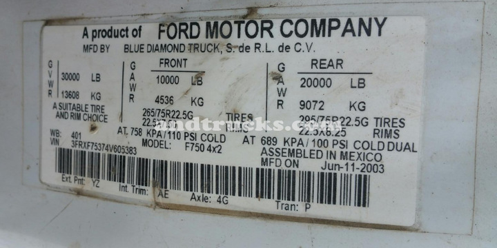 Ford F-750 Single Axle Dump Truck