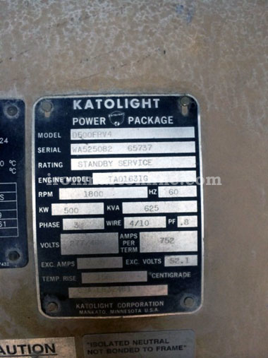 2003 Katolight 500KW Generator