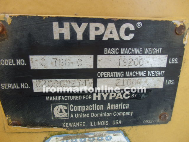 1997 Hypac C766C 66 inch Double Drum Vibratory Roller for sale