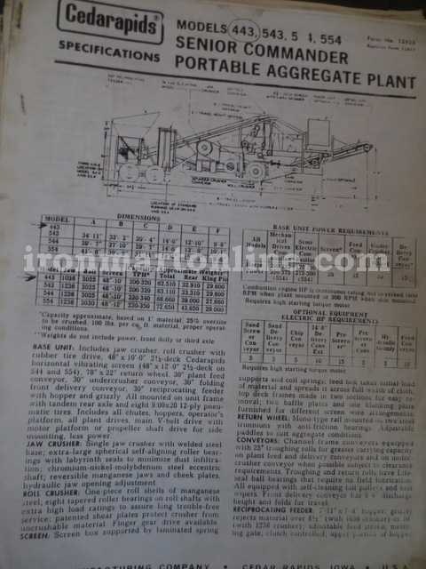 Cedarapids Senior Commander Model 443 Jaw Crusher