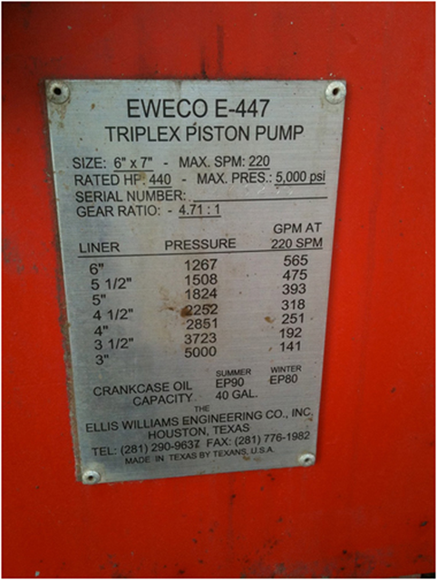 EWECO E-447 Triplex Continuous Duty Piston Well Service Pump