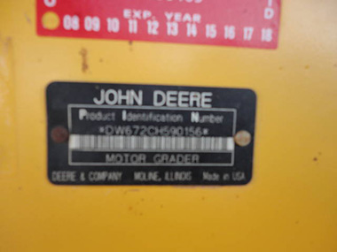 John Deere 672CH Series II 6WD Grader