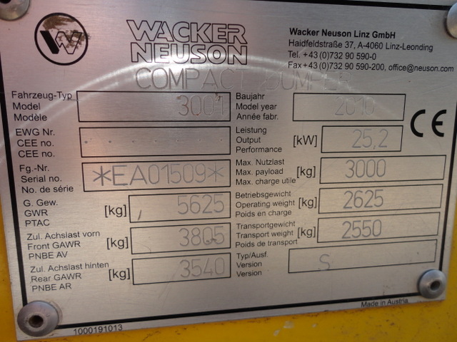 Wacker Neuson 3001 Dumper