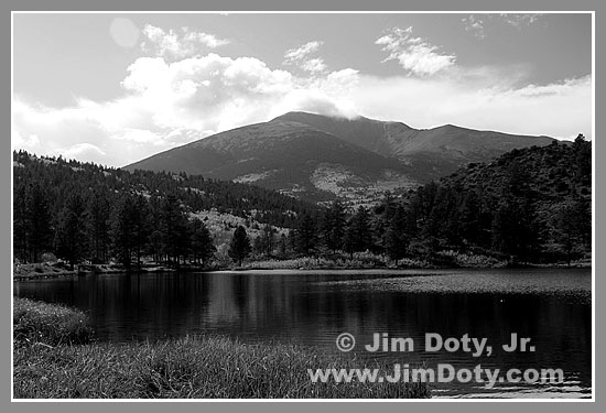 O'Haver Lake in black and white, Colorado