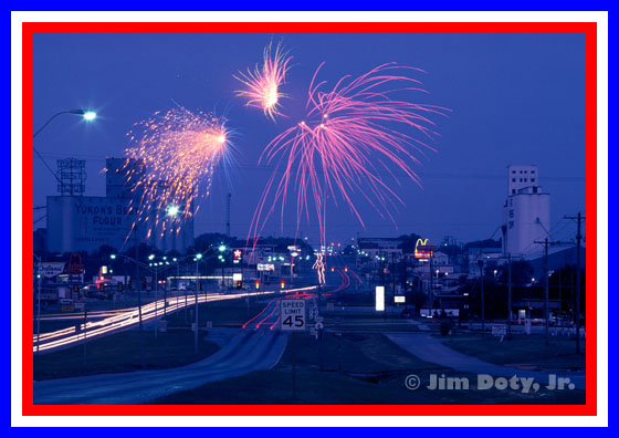 Fireworks over Yukon, Oklahoma