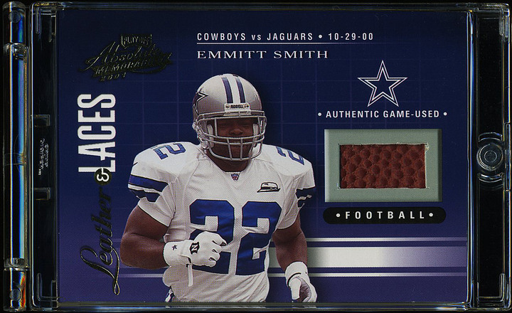 2001 FLEER AUTHORITY GOAL LINE GEAR EMMITT SMITH GAME USED FOOTBALL HOF  COWBOYS