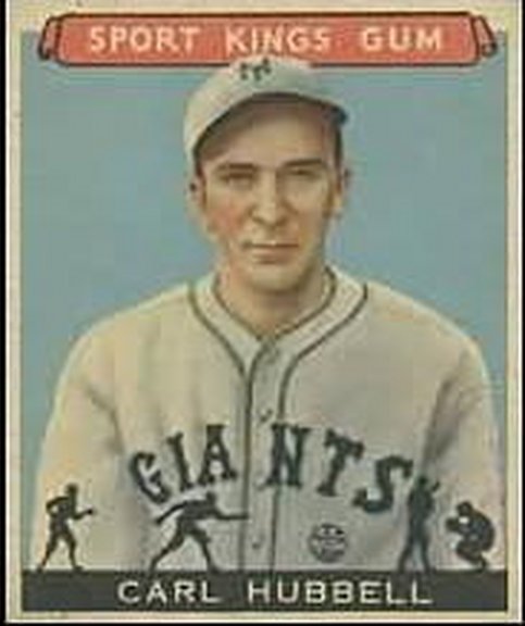 1933 Sport Kings card of Carl Hubbell
