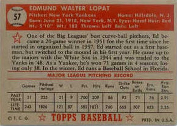 1952 Topps black card back