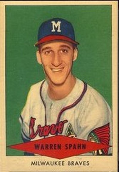 1954 Red Heart card of Warren Spahn