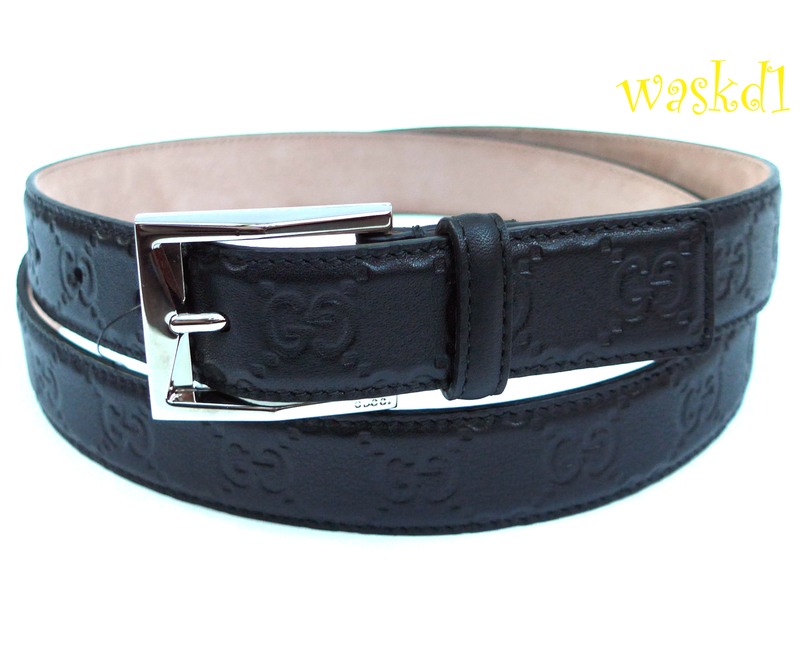 GUCCI black GUCCISSIMA leather SQUARE silver buckle Mens Belt NWT Authentic $340 | eBay