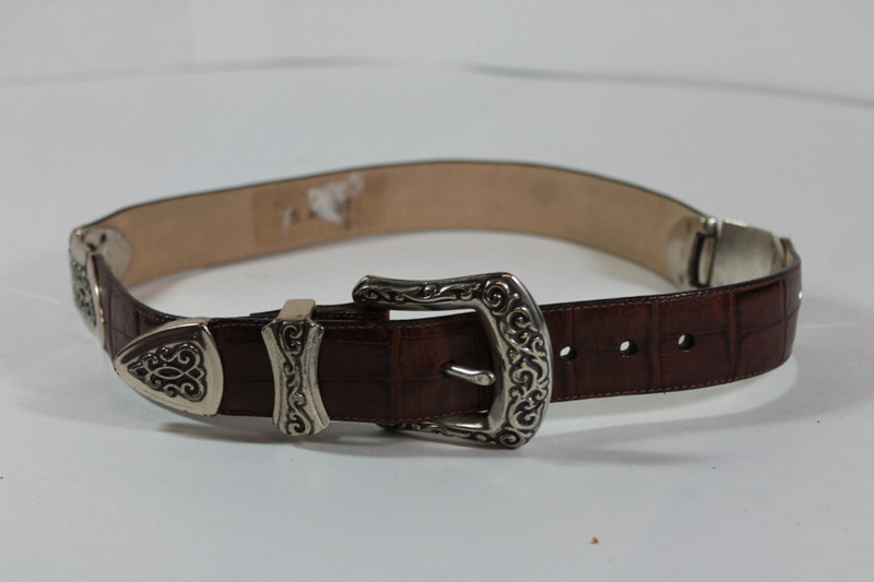Brighton Genuine Leather Belt with Gold Buckle Detail #44707, Medium Brighton belt western 96707 large brown leather vtg | eBay main image 4