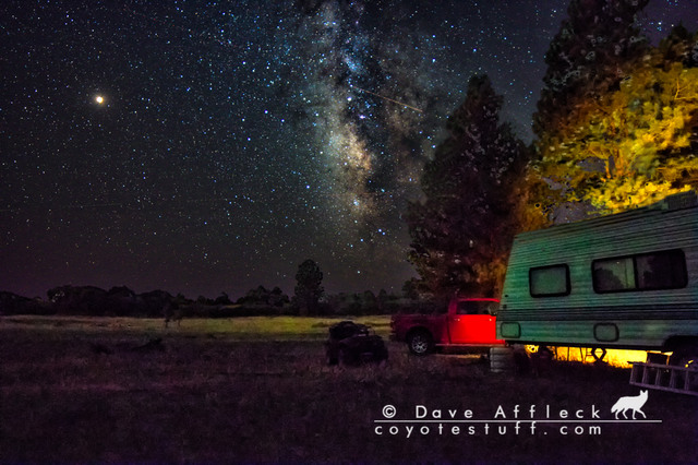 Night shot of our camp and the Milky Way