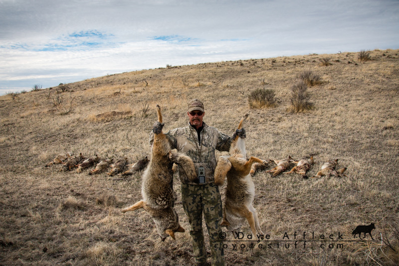 Me with two big male coyotes taken on morning stands.