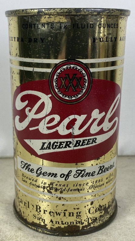 Vintage 1950's Flat Top Beer Can Pearl Lager Beer San Antonio, TX