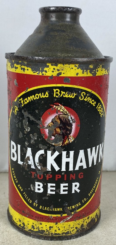Vintage 1940's IRTP Cone Top Can Blackhawk Topping Beer Davenport