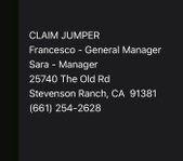Claim Jumper - Stevenson Ranch