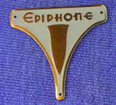 Vintage Epiphone metal headstock logo.
