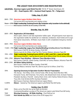 August 18th, 2018 Registration & AGENDA