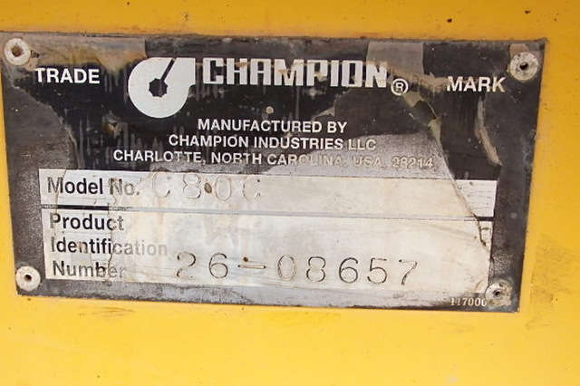 Motor Grader 2008 Champion C80C 11ft Board w Ripper Front Blade 2018 hours 110hp