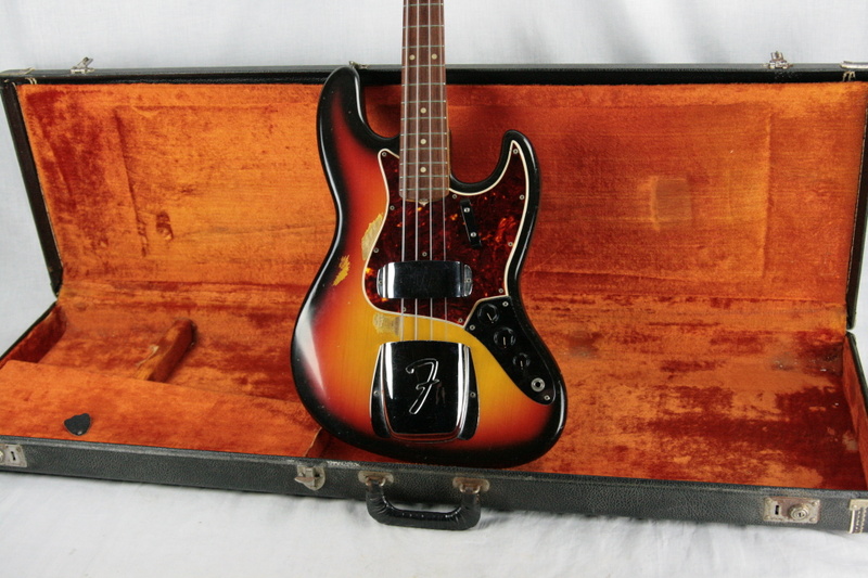 1965 Fender Jazz Bass w/ OHSC! Sunburst Rosewood Tortoise Guard, All