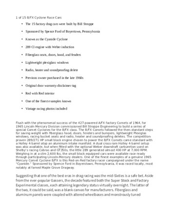 1964 Ford Fairlane 1965 Mercury Cyclone