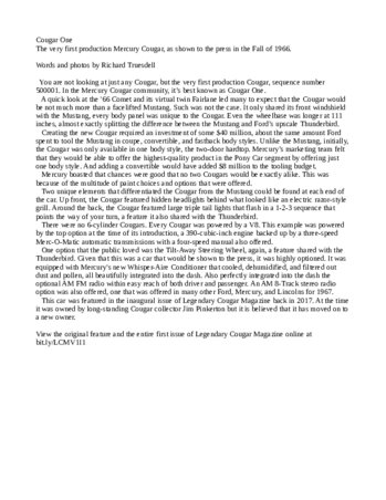 1967 Mercury Cougar Quick Edits