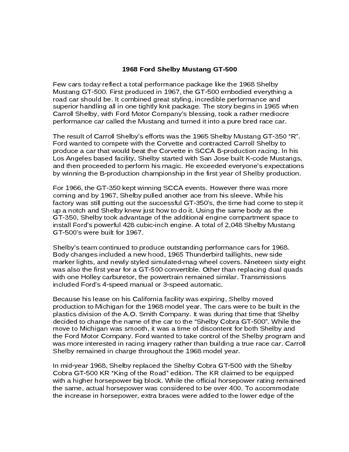 1968 Ford Shelby Mustang GT500