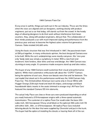 Auto Trader Package - 1969 Chevy Camaro