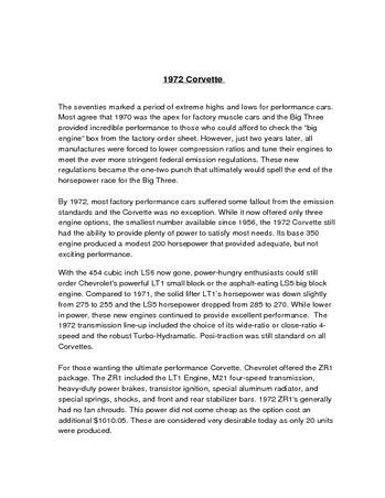 Auto Trader Package - 1972 Corvette LT1