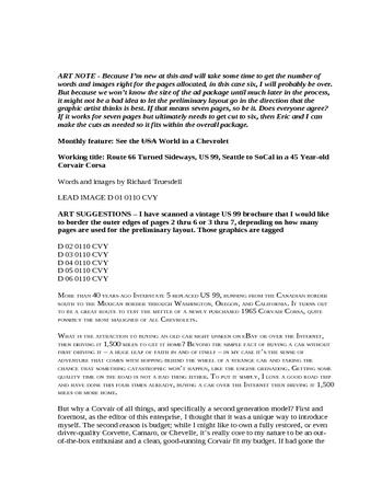 Classic American Corvair materials