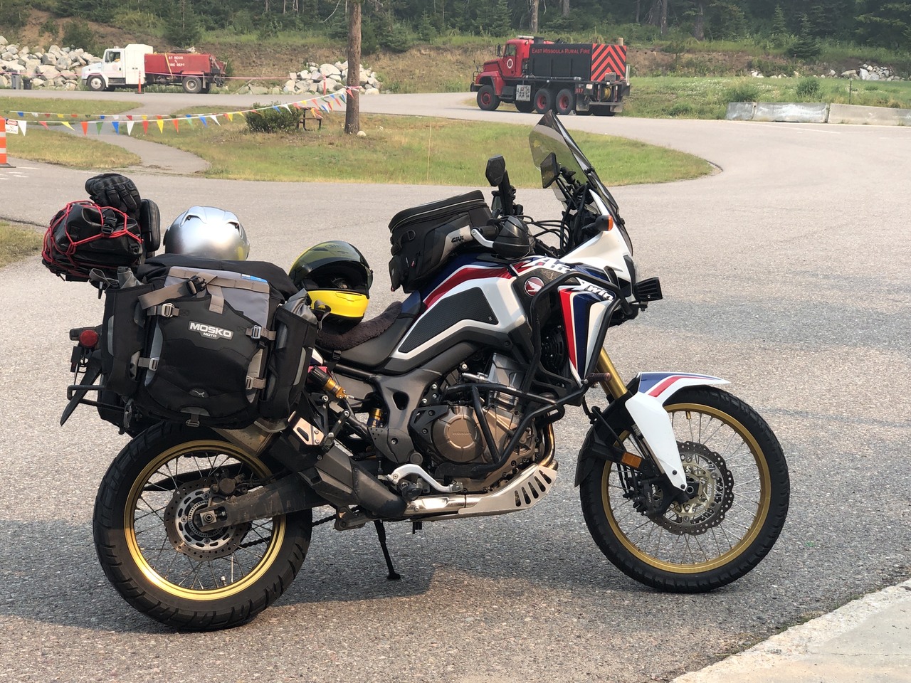 motorcycle camping setup
