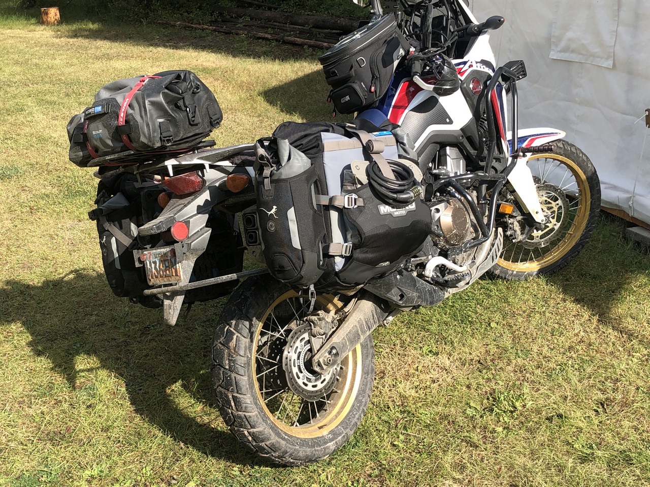 motorcycle camping setup