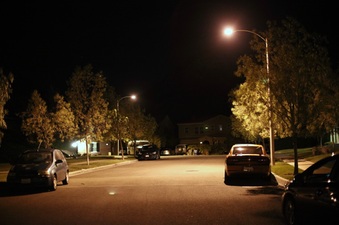 "Ext. Model Home" stakeout NIGHT