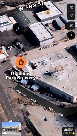Highland Park Brewery (north of artist)